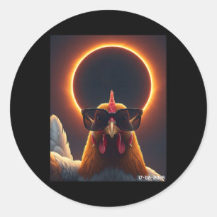 Chicken Taking Selfie Solar 2026 Eclipse Wearing G Classic Round Sticker