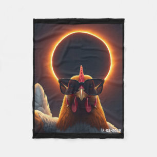 Chicken Taking Selfie Solar 2026 Eclipse Wearing G Fleece Blanket