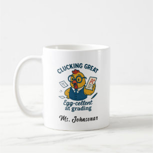 Chicken Teacher With Eyeglasses Grading Paper Coffee Mug