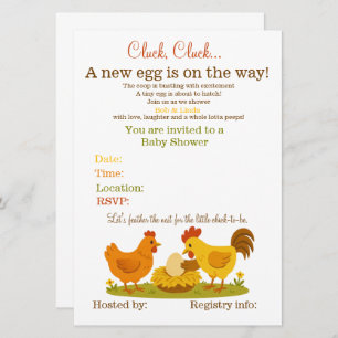 Chicken themed baby shower invitation