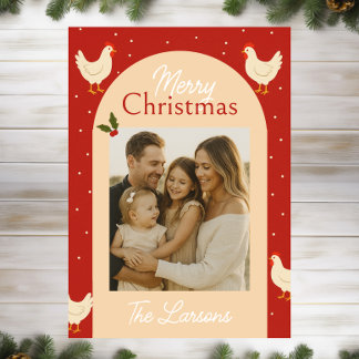 Chicken Themed Christmas Photo Card