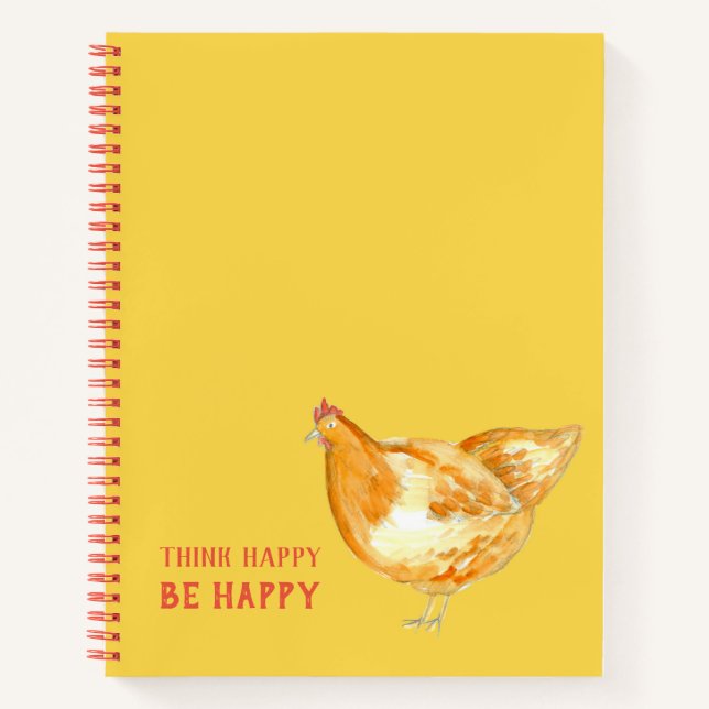 Chicken Think Happy Be Happy Encouragement Notebook (Front)