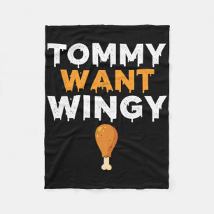 Chicken Tommy Want Wingy, Funny Chicken Humour Fleece Blanket