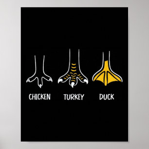 Chicken Turkey Duck Funny Bird Feet Rock Paper Sty Poster