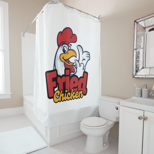 Chicken Typography Shower Curtain (In Situ)