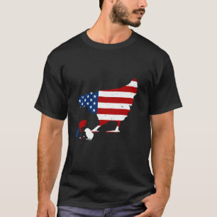 Chicken USA Flag Happy 4th Of July Patriotic Farme T-Shirt