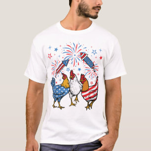 Chicken USA Flag Patriotic 4th of July Men T-Shirt