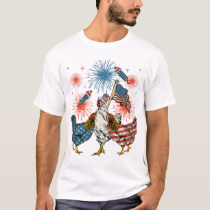 Chicken USA Flag Patriotic 4th of July Men T-Shirt