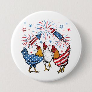 Chicken USA Flag Patriotic 4th of July Round 7.5 Cm Round Badge