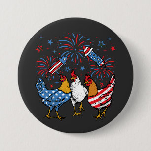 Chicken USA Flag Patriotic 4th of July Round 7.5 Cm Round Badge