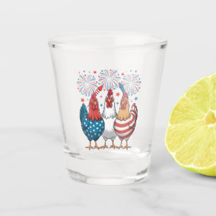 Chicken USA Flag Patriotic 4th of July Shot Glass