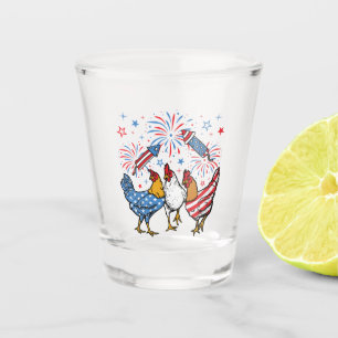 Chicken USA Flag Patriotic 4th of July Shot Glass