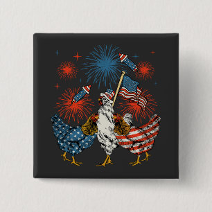 Chicken USA Flag Patriotic 4th of July Square 15 Cm Square Badge