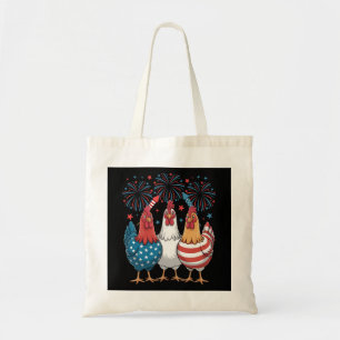Chicken USA Flag Patriotic 4th of July Tote Bag