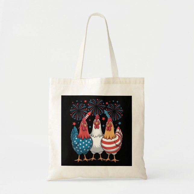Chicken USA Flag Patriotic 4th of July Tote Bag (Front)