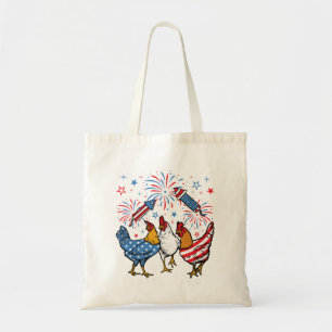 Chicken USA Flag Patriotic 4th of July Tote Bag