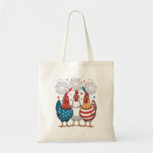 Chicken USA Flag Patriotic 4th of July Tote Bag
