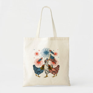 Chicken USA Flag Patriotic 4th of July Tote Bag