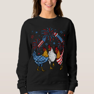 Chicken USA Flag Patriotic 4th of July Women Sweatshirt