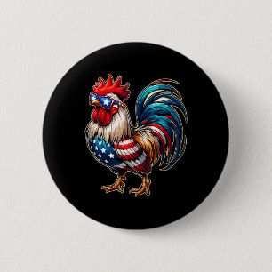 Chicken Usa Flag Patriotic Chicken Lover 4th Of Ju 6 Cm Round Badge
