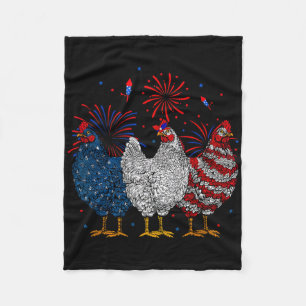 Chicken Usa Flag Patriotic Chicken Lover 4th Of Ju Fleece Blanket