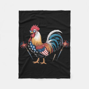 Chicken Usa Flag Patriotic Chicken Lover 4th Of Ju Fleece Blanket