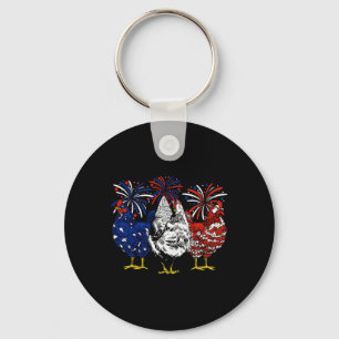 Chicken Usa Flag Patriotic Chicken Lover 4th Of Ju Key Ring