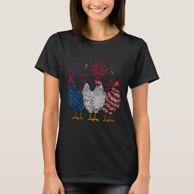Chicken Usa Flag Patriotic Chicken Lover 4th Of Ju T-Shirt (Front)