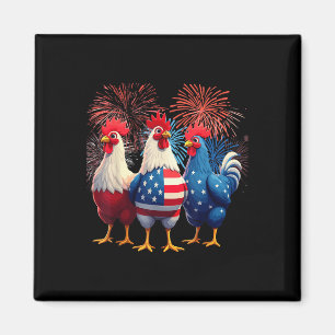 Chicken Usa Flag Patriotic Funny Chicken 4th Of Ju Magnet