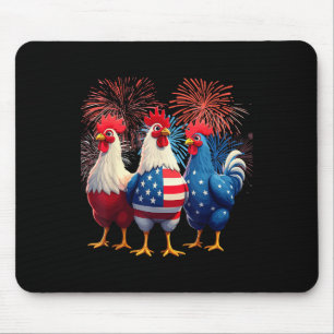 Chicken Usa Flag Patriotic Funny Chicken 4th Of Ju Mouse Pad