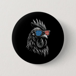 Chicken Usa Flag Sungles Rooster 4th Of July 6 Cm Round Badge
