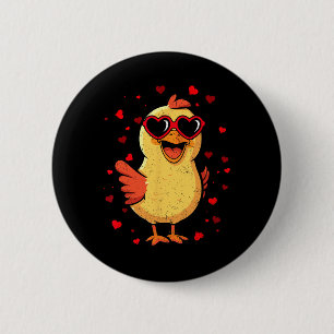 Chicken Valentine Sungles Heart Cute Lovers 6 Cm Round Badge