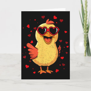 Chicken Valentine Sungles Heart Cute Lovers  Card