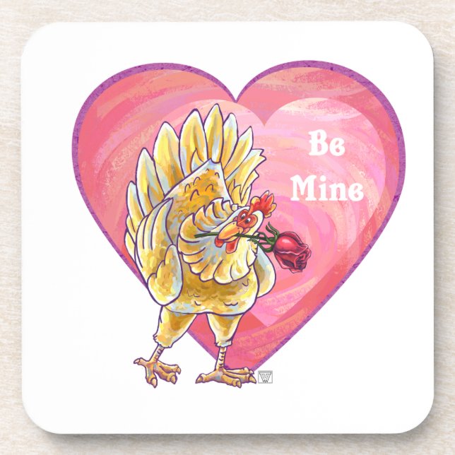Chicken Valentine's Day Coaster (Front)