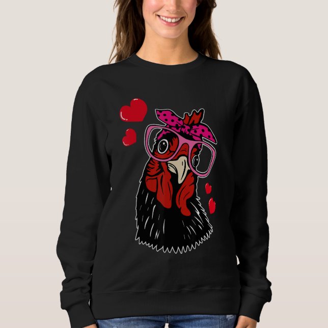 Chicken  Valentines Day Farm Animal Sweatshirt (Front)