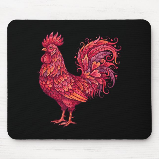 Chicken Valentines Day Heart For Farmers Cute Chic Mouse Pad (Front)
