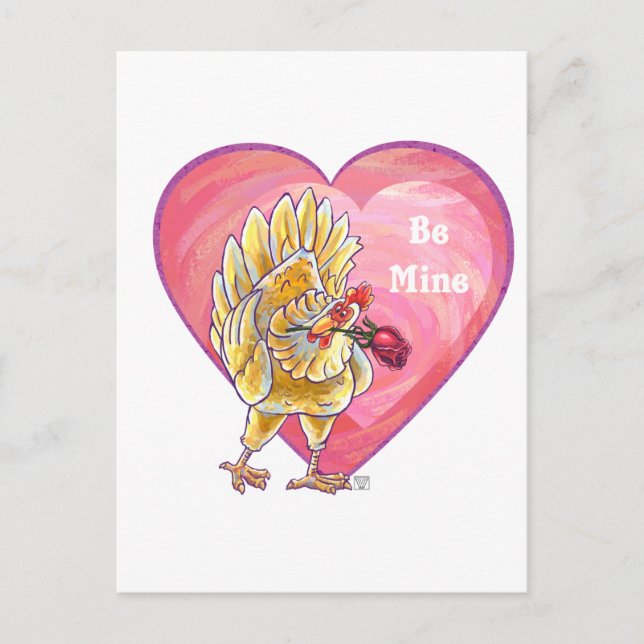 Chicken Valentine's Day Holiday Postcard (Front)