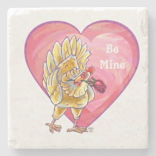 Chicken Valentine's Day Stone Coaster