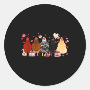Chicken Valentines Day Tee Heart Animals Lover Chi Classic Round Sticker