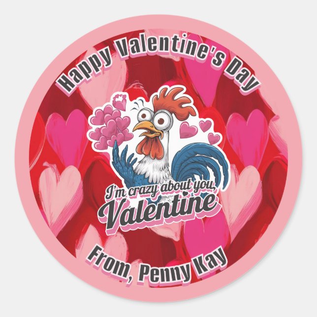 Chicken Valentines Sticker (Front)