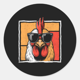Chicken Vintage Funny Rooster Farmer Chickens Fath Classic Round Sticker