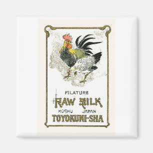 Chicken Vintage Japanese Silk Label Magnet