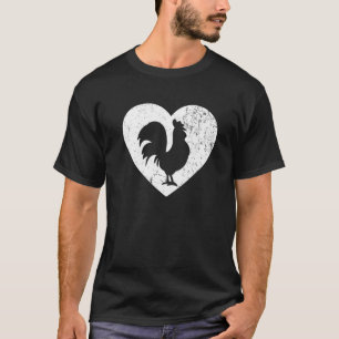 Chicken Vintage White Heart Animal Lover Valentine T-Shirt