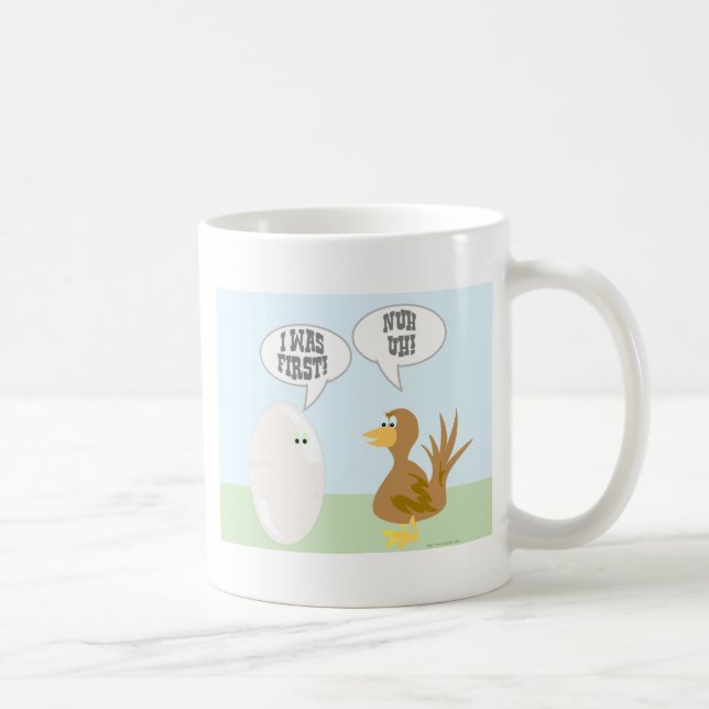 Chicken Vs Egg Funny Animal Cartoon Design Coffee Mug (Right)