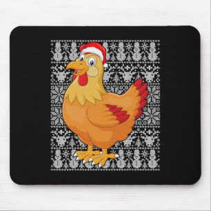 Chicken Wearing Santa Hat Men Women Kids Ugly Chri Mouse Pad