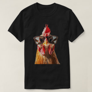 Chicken Wearing Sunglasses Graphic Funny Farmer T-Shirt