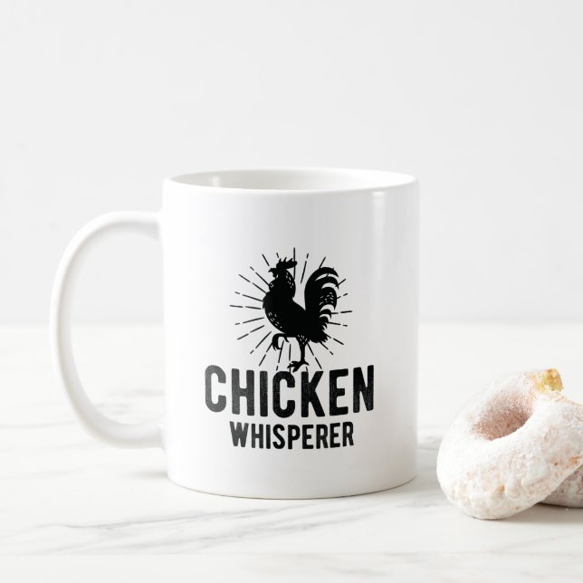 Chicken Whisperer Funny Farm Chicken Face Farming Coffee Mug (With Donut)