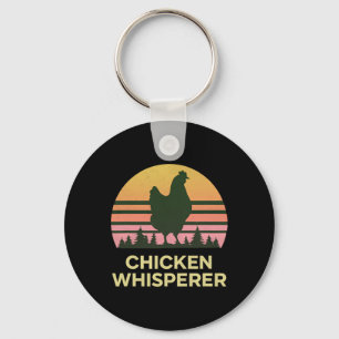 Chicken Whisperer Retro Sunset Poultry Lover Desig Key Ring