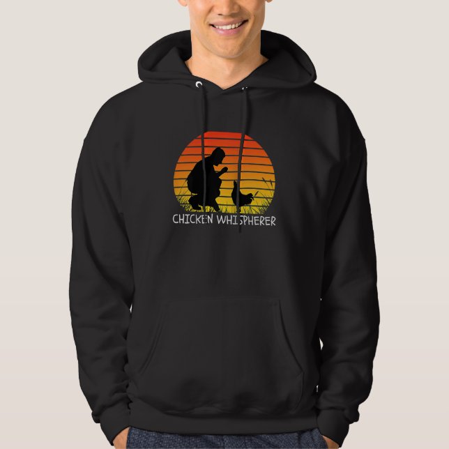 Chicken Whisperer with Retro Sunset  Backyard Chic Hoodie (Front)