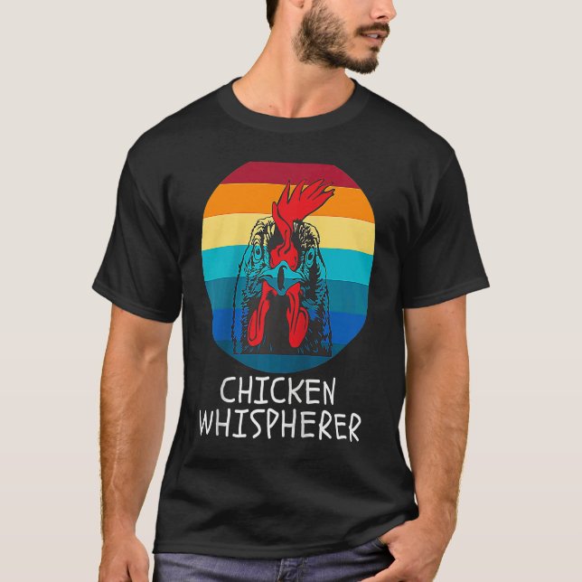 Chicken Whisperer with Retro Sunset  Backyard Chic T-Shirt (Front)